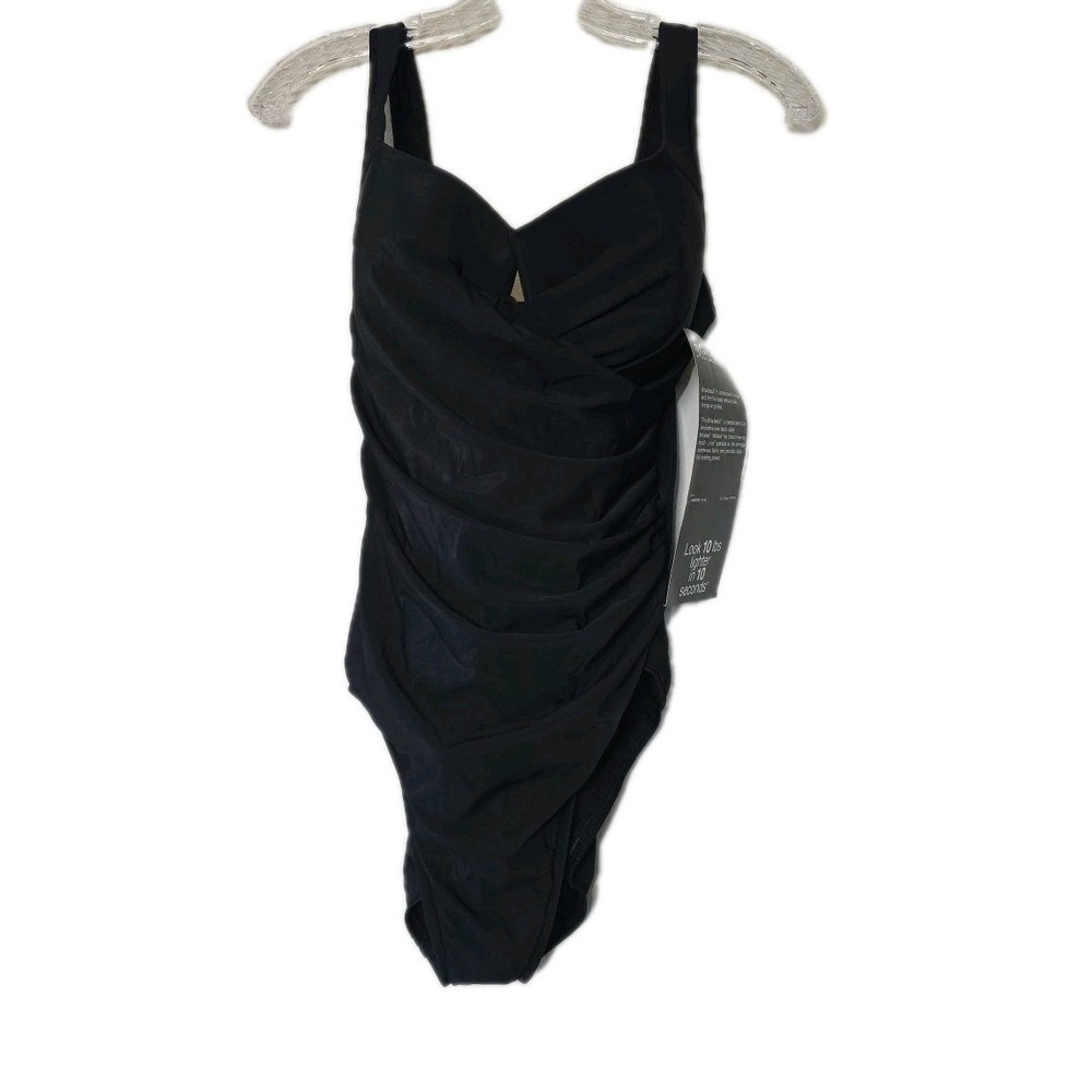 Miracle Suit Escape By Swim Shaper 1 Piece Black Slimming Swim Suit NWT Size 14